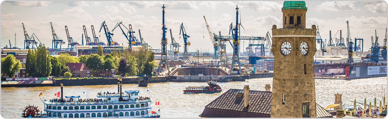 A fully-loaded picture of Hamburg city skyline.