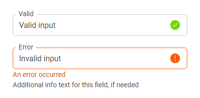 Valid and invalid input fields with regular colors